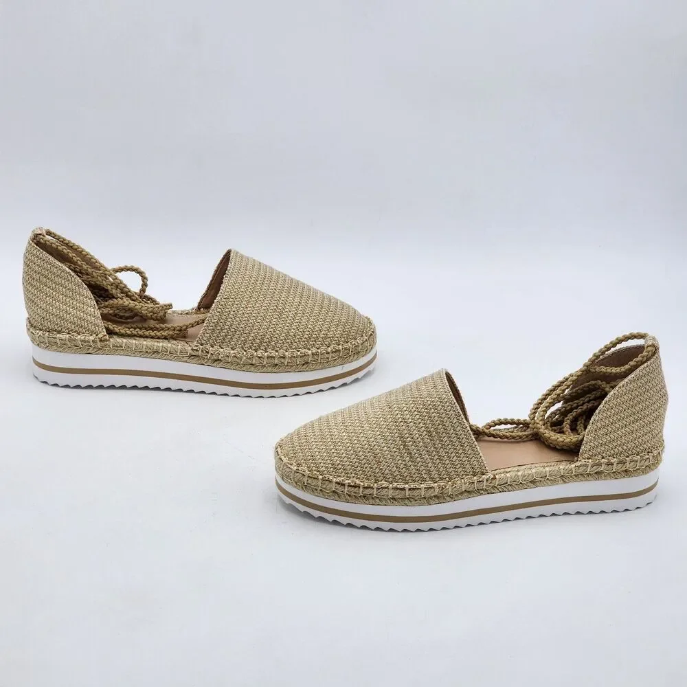 JLO Jennifer Lopez Larenn Espadrille Platform Flatform Tie Up Sandal Size 9 BNIB